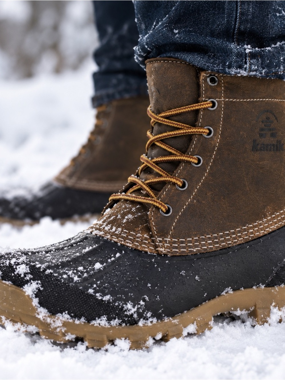 Kamik Men’s Brown and Black Waterproof Snow Boots